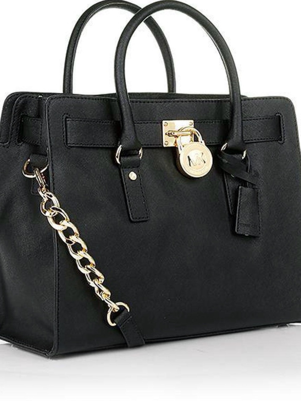 Michael Kors Black Saffiano Satchel with Gold Hardware With Matching Wallet